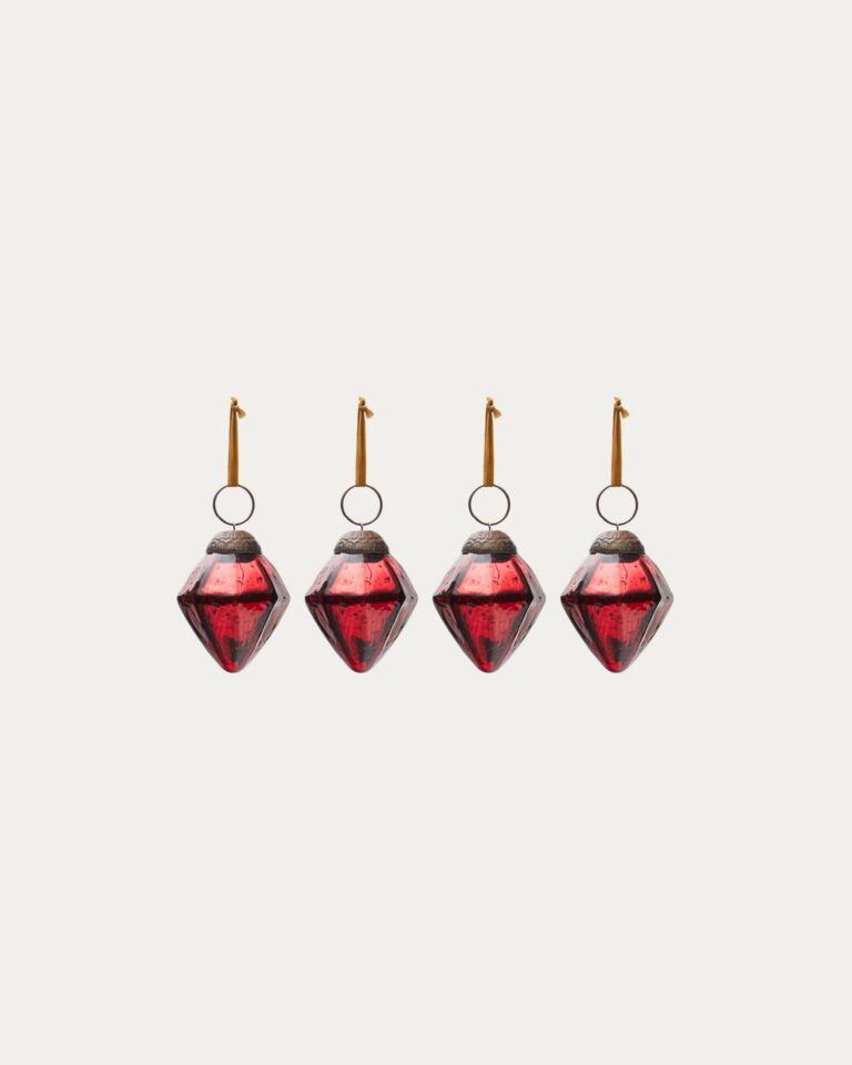 Set Argin de 4 adornos colgantes de vidrio reciclado rojo 6 cm