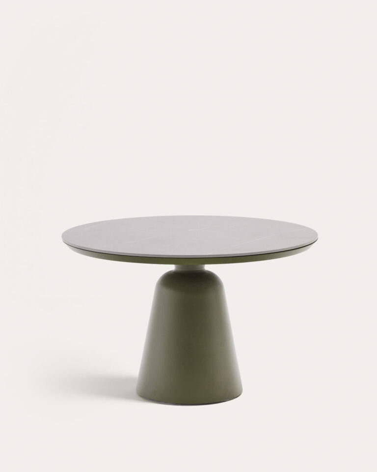 Mesa de exterior Tudons de aluminio y sobre cerámico verde Ø120 cm