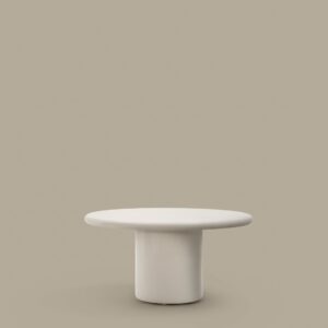 Mesa redonda Canaret de cemento con acabado blanco brillante Ø 152 cm