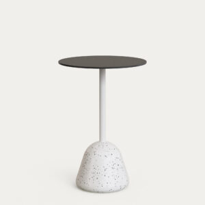 Mesa alta de bar Tiaret con pie de terrazo blanco y sobre negro Ø68 x 97 cm