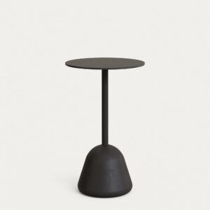 Mesa alta de bar Tiaret con sobre negro y pie de cemento negro Ø68 x 97 cm