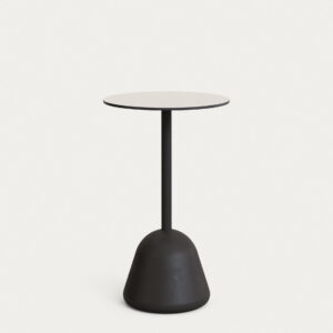 Mesa alta de bar Tiaret con sobre blanco y pie de cemento negro Ø68 x 97 cm