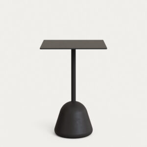 Mesa alta de bar Tiaret con sobre negro y pie de cemento negro 68x68x97 cm