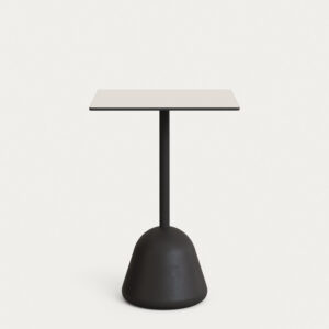 Mesa alta de bar Tiaret con sobre blanco y pie de cemento negro 68x68x97 cm