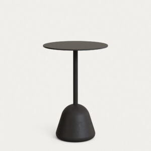 Mesa Tiaret con sobre negro y pie de cemento negro Ø68x73 cm