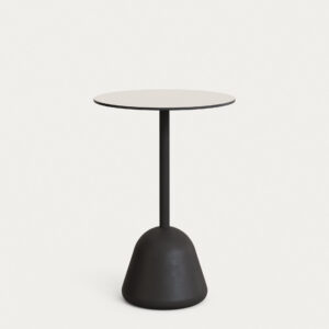 Mesa Tiaret con sobre blanco y pie de cemento negro Ø68x73 cm