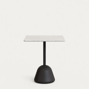 Mesa Saura sobre de terrazo blanco y pie de cemento negro 70x70x75 cm