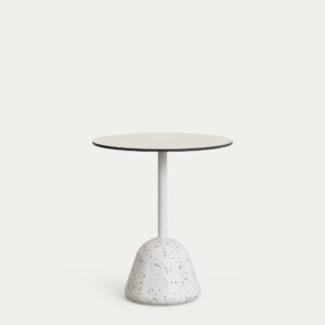 Mesa Tiaret con sobre blanco y pie de terrazo blanco Ø68x73 cm