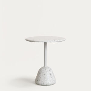 Mesa Saura de terrazo blanco y sobre de terrazo blanco 75 x Ø70 cm