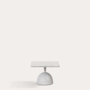 Mesa de centro Saura de terrazo blanco y sobre de terrazo blanco 32 x 48 x 48