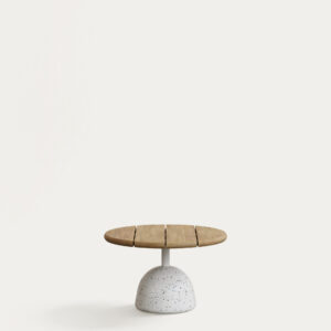 Mesa de centro Saura de terrazo blanco y sobre de acacia natural 32 x Ø55 cm FSC 100%