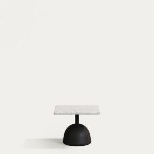 Mesa de centro Saura con sobre de terrazo blanco y pie de cemento negro 44x44x35cm