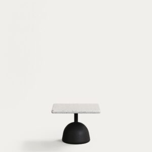 Mesa de centro Saura con sobre de terrazo blanco y pie de cemento negro 48x48x35cm