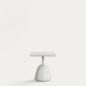 Mesa de centro Saura con sobre de terrazo blanco y pie de terrazo blanco 44x44x48cm