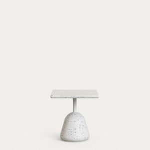 Mesa de centro Saura con sobre de terrazo blanco y pie de terrazo blanco 48x48x48cm