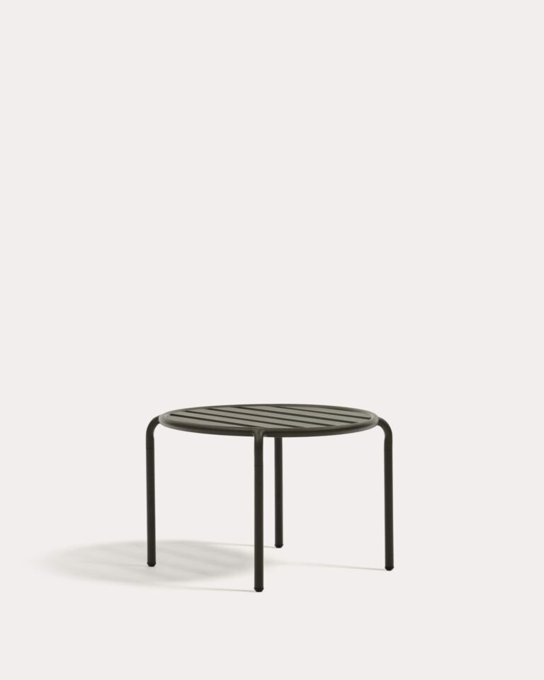 Mesa auxiliar de exterior Joncols de aluminio con acabado pintado verde Ø 60 cm