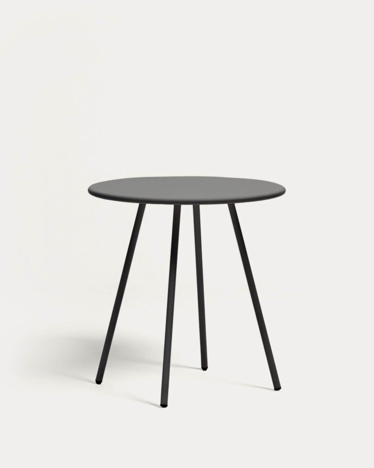 Mesa redonda de exterior Montjoi de acero con acabado gris Ø 70 cm
