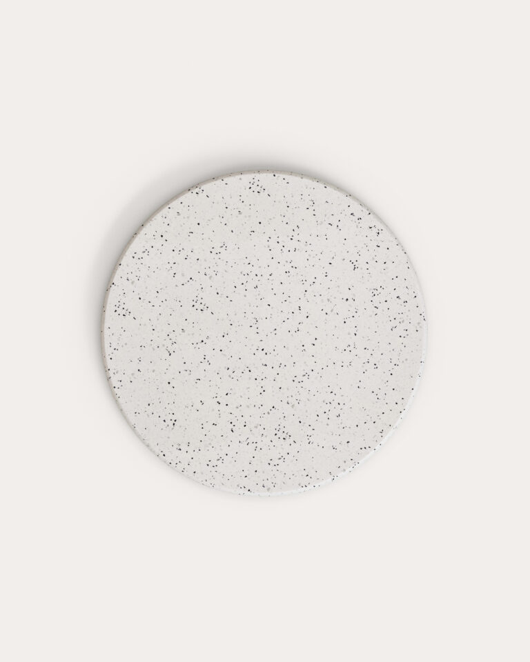 Sobre de mesa redonda de exterior Saura de terrazzo blanco Ø 70 cm