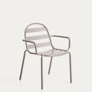 Silla apilable de exterior Joncols de aluminio con acabado pintado topo