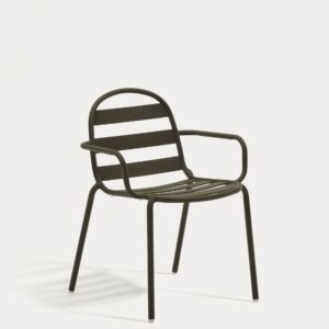 Silla apilable de exterior Joncols de aluminio con acabado pintado verde