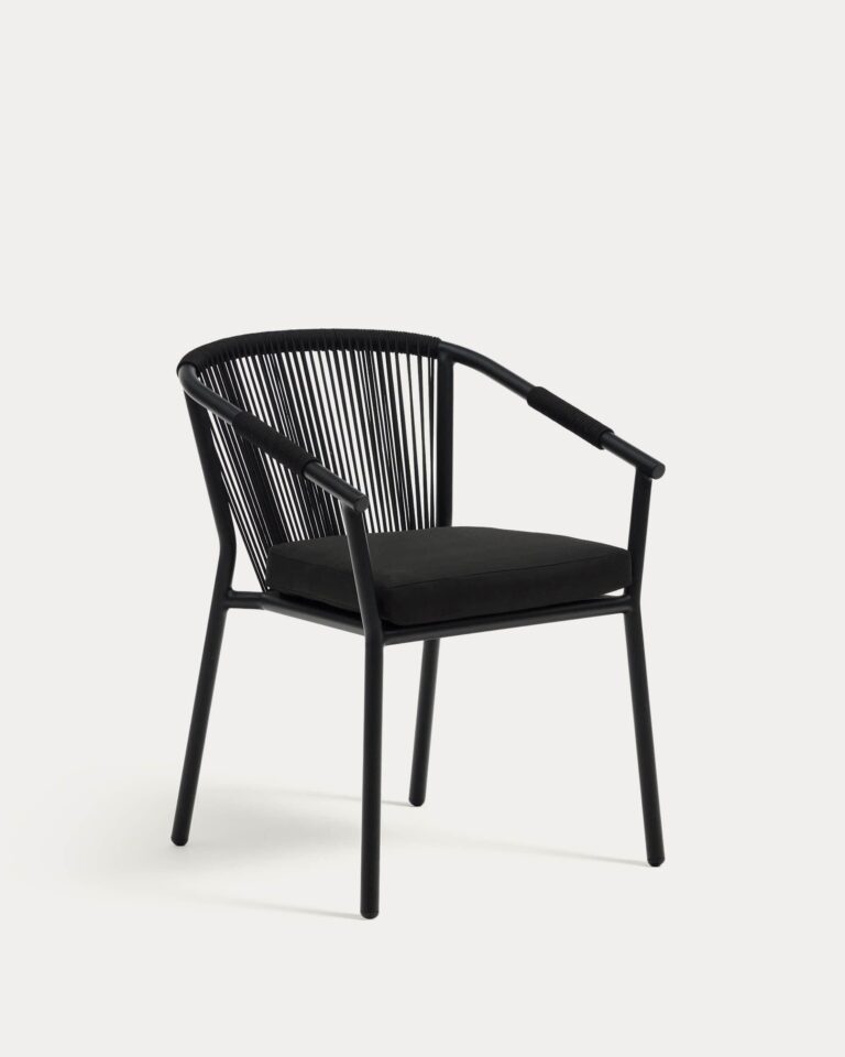 Silla apilable de exterior Xelida de aluminio y cuerda negro