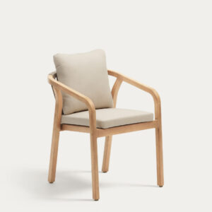 Silla apilable Malaret de madera maciza de eucalipto y cuerda beige FSC 100%