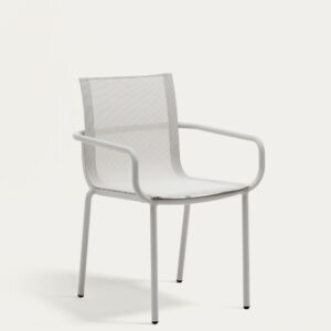 Silla apilable de exterior Galdana de aluminio con acabado pintado gris claro
