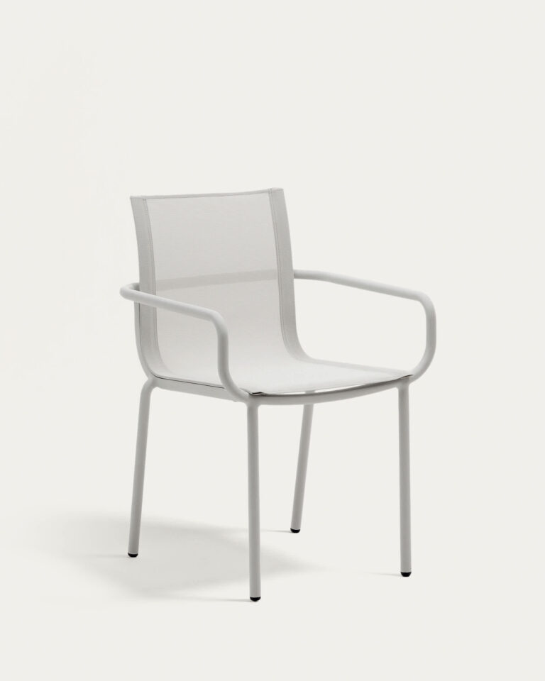 Silla apilable de exterior Galdana de aluminio con acabado pintado gris claro