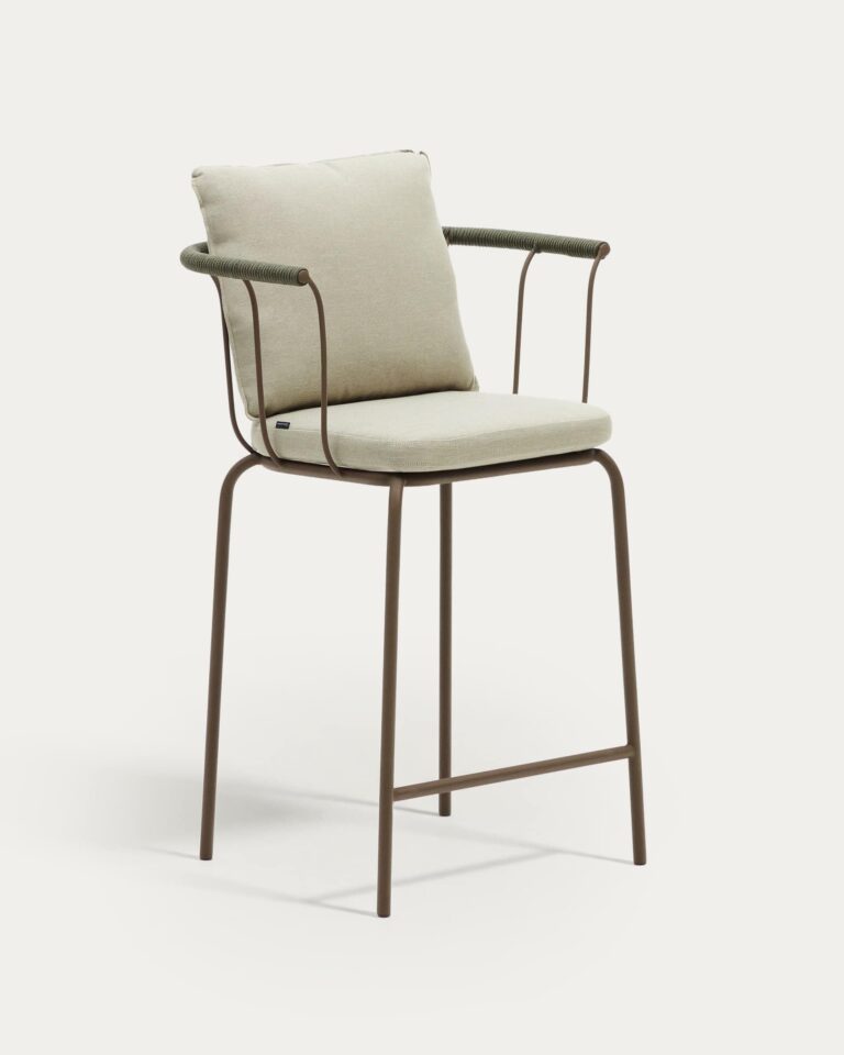 Taburete apilable Salguer de cuerda y acero con acabado pintado marrón 66 cm