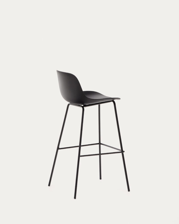 Taburete Altea negro y patas de acero con acabado negro 75 cm