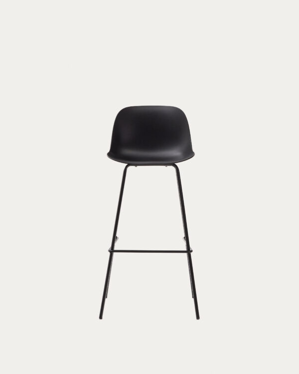 Taburete Altea negro y patas de acero con acabado negro 75 cm