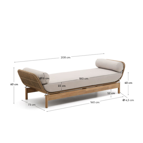 Tumbona Catalina de cuerda beige y madera maciza de acacia FSC 100%
