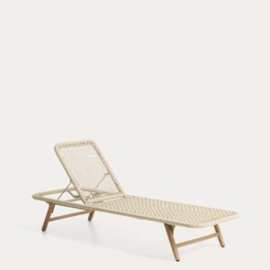 Tumbona Dandara de acero, cuerda crudo y patas de madera maciza de acacia FSC 100%