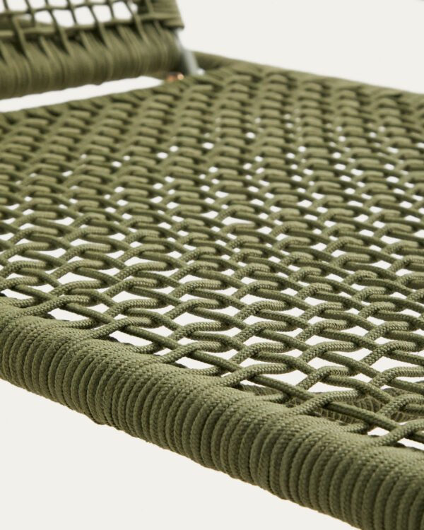 Tumbona Dandara de acero, cuerda verde y patas de madera maciza de acacia FSC 100%