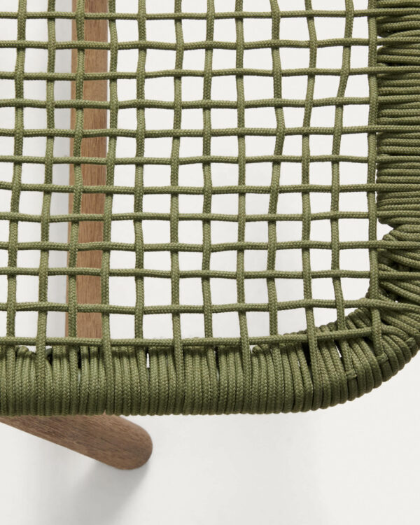 Tumbona Dandara de acero, cuerda verde y patas de madera maciza de acacia FSC 100%