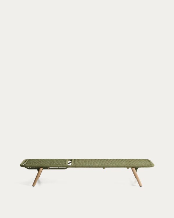 Tumbona Dandara de acero, cuerda verde y patas de madera maciza de acacia FSC 100%