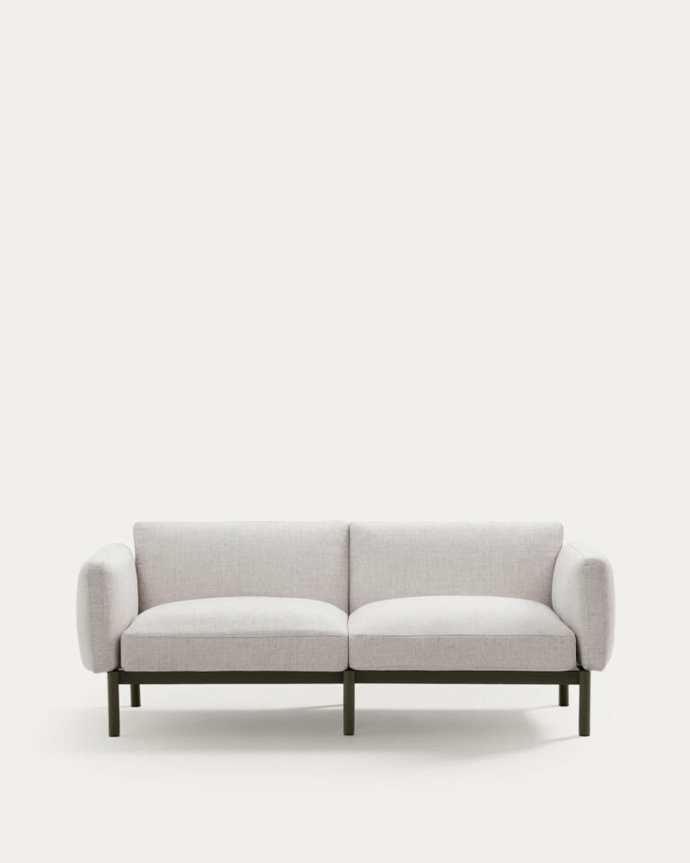 Sofá modular de exterior Sorells 2 plazas con tapizado beige y aluminio verde 201 cm