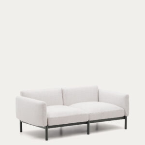 Sofá modular de exterior Sorells 2 plazas con tapizado beige y aluminio gris 201 cm