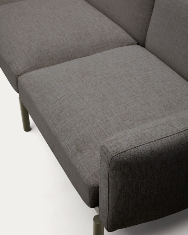 Sofá modular de exterior Sorells 4 plazas con tapizado gris y aluminio verde 370 cm