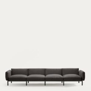 Sofá modular de exterior Sorells 4 plazas con tapizado gris y aluminio gris 370 cm