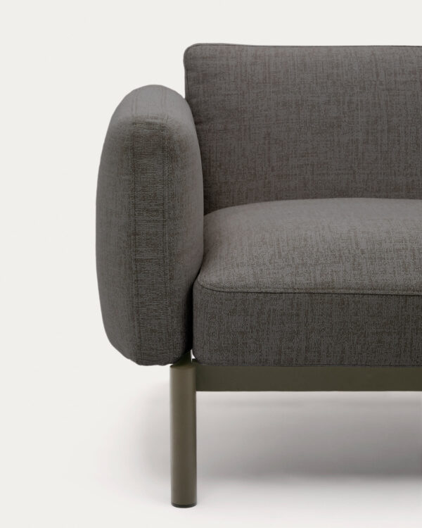Butaca modular de exterior Sorells con tapizado gris y aluminio verde
