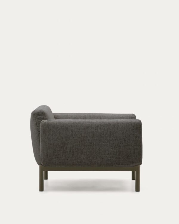 Butaca modular de exterior Sorells con tapizado gris y aluminio verde