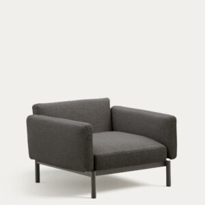 Butaca modular de exterior Sorells con tapizado gris y aluminio gris