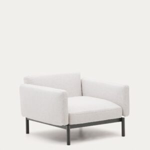 Butaca modular de exterior Sorells con tapizado beige y aluminio gris