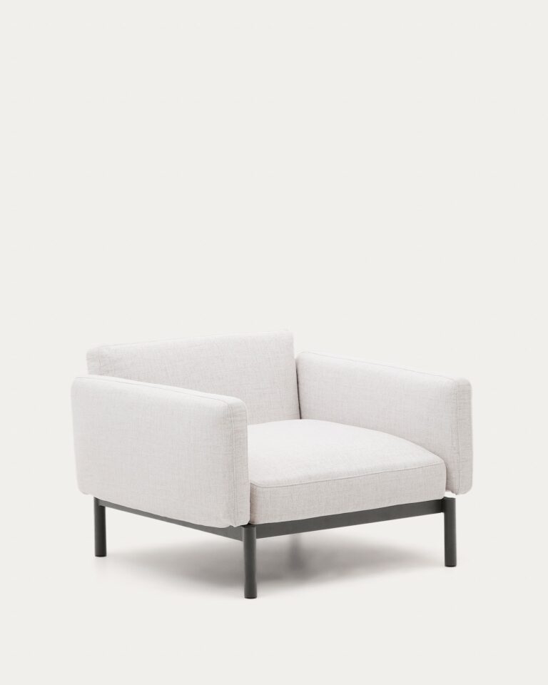 Butaca modular de exterior Sorells con tapizado beige y aluminio gris