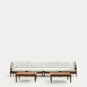 Set modular Portitxol 2 sillones rinconeros, 2 sillones 2 mesas centro madera maciza teca