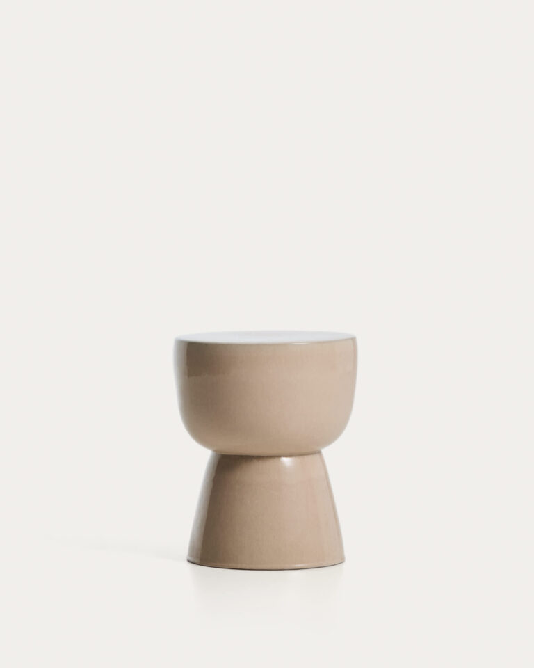 Mesa auxiliar exterior Mesquida de cerámica con acabado crudo glaseado Ø 36 cm