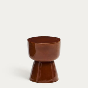 Mesa auxiliar exterior Mesquida de cerámica con acabado terracota glaseado Ø 36 cm