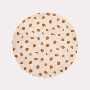 Alfombra redonda Tandani de algodón beige con diseño de guepardo naranja Ø 100 cm