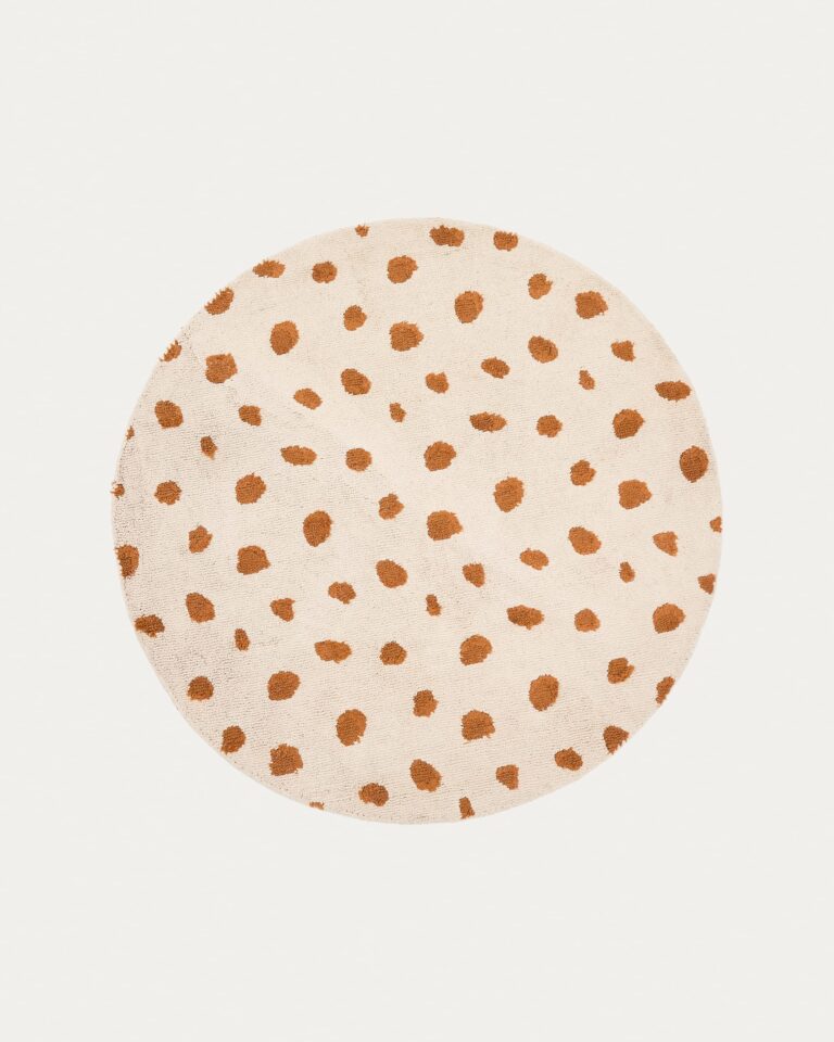 Alfombra redonda Tandani de algodón beige con diseño de guepardo naranja Ø 100 cm